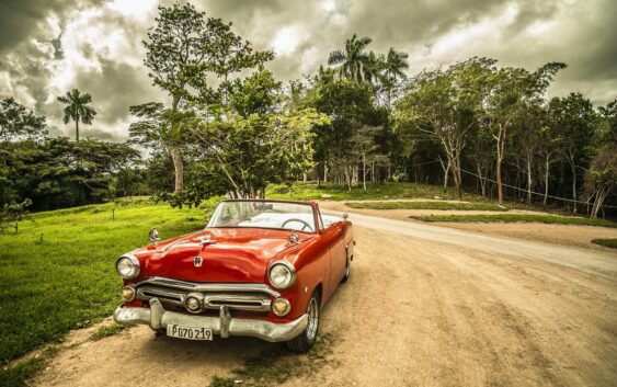 oldtimer, car, old car, convertible, red car, shiny car, retro, classic, car wallpapers, vintage, vintage car, automotive, automobile, parked car, nature, forest, cuba
